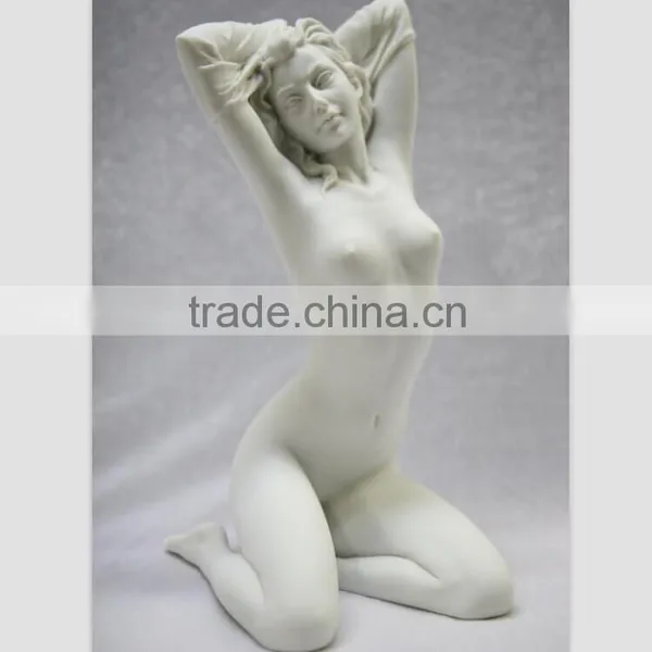 Hand Carved Natural White Marble Sculpture Naked Sex Girl Statue photo-2
