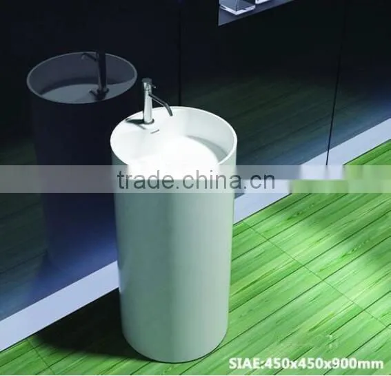 Wholesales Marble Wash Basin Price Free Standing Solid Surface Pedestal Wash Basin photo-5