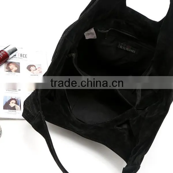 Black Fleece Tote Bag Big Polyester Shopping Bag photo-5