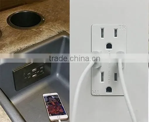 Aluminum Alloy Gloss Surface US Plug Wall Socket 2 USB Outlets 2 USB Port photo-6