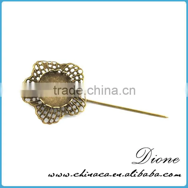 Stainless Steel Wholesale Antiqued Broned Lady Fancy Brooch Pin photo-3