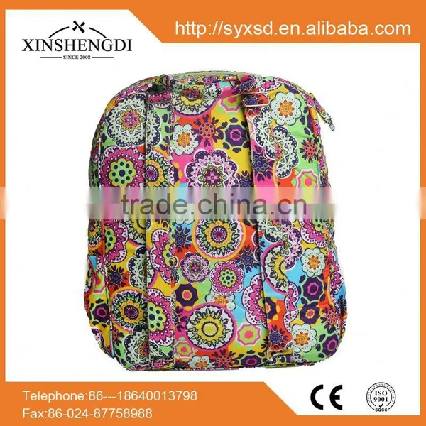 Hot Selling Cotton Beautiful Quilted Fabric Duffle Girl's Big Women Knapsack photo-2