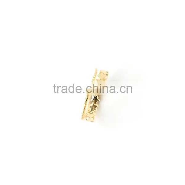 Fashion Jewelry Stainless Steel Double Layered Zircon Ring for Girl