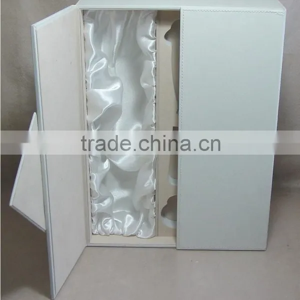 Wholesale Factory Custom Leather 2 Bottles of Red Wine Box, Beautiful White Gift Box photo-5