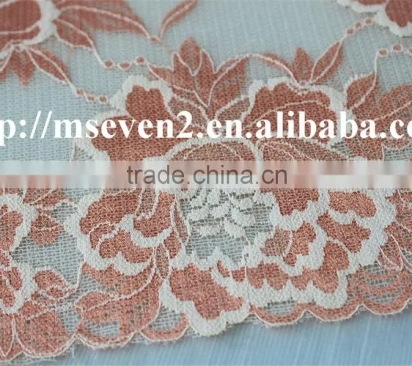 Hot Selling 20cm Width Elastic Band Brazilian Hair Flower Pattern Full Lace Trim photo-3