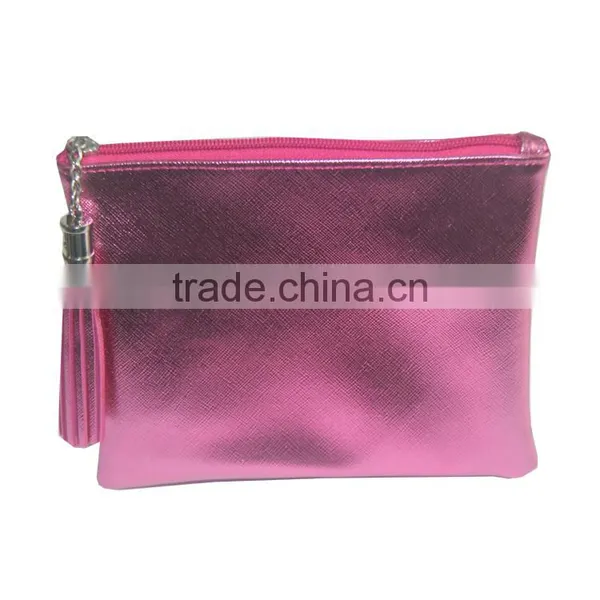 Women's Fashion PU Bling Pink Cosmetic Organizer Bag Waterproof With Handle photo-4