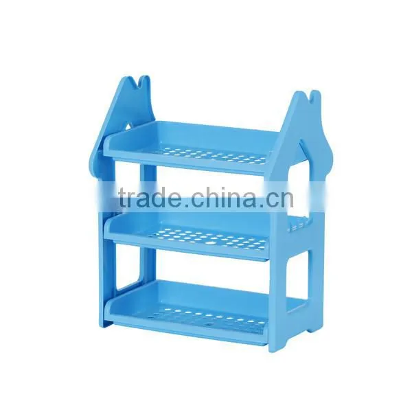 3-Shelf Multifunction Shelving Unit Plastic Storage Rack With Home Shape Wine Organizer photo-4