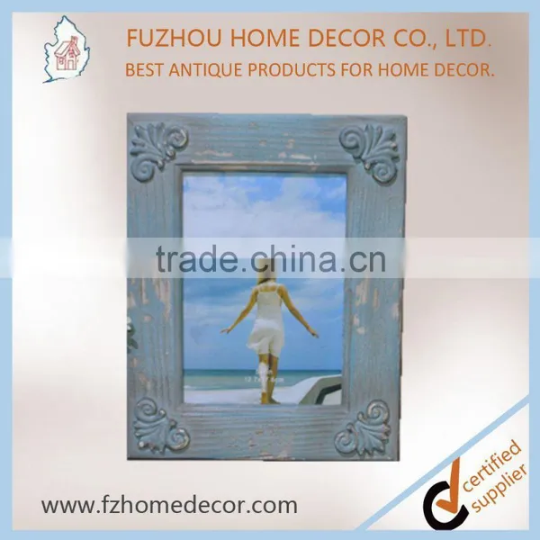 Promotional Shabby Chic Wood Printing Photo Frame With Blue Colour for Home Decoration photo-5