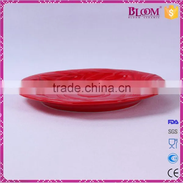 Ceramic Red Wedding Decoration Dry Fruit Plate photo-3