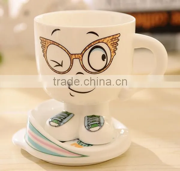Promotional Gift Navy Ceramic Water Tea Milk Coffee Cup Mug With Handle and Lid photo-4