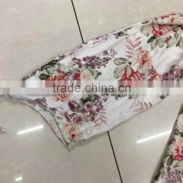 Cheap Boat Neck Mid-sleeve Flower Print Women Tops Factory Closeouts photo-2