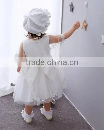 Baby Clothes Wholesale Hot Sale Chiffon Cheap 2017 Baby Clothing Children's Boutique Sleeveless Summer White Flower Girl Dress photo-5