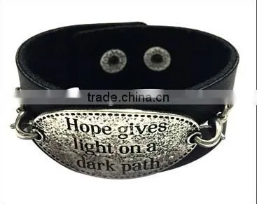 Custom Words Charms Leather Bracelet,antique Men Leather Bracelets,stylish Leather Wristband photo-6