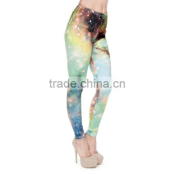 Universe Green Light Galaxy Space Color Block Gym Pant Leggings photo-2