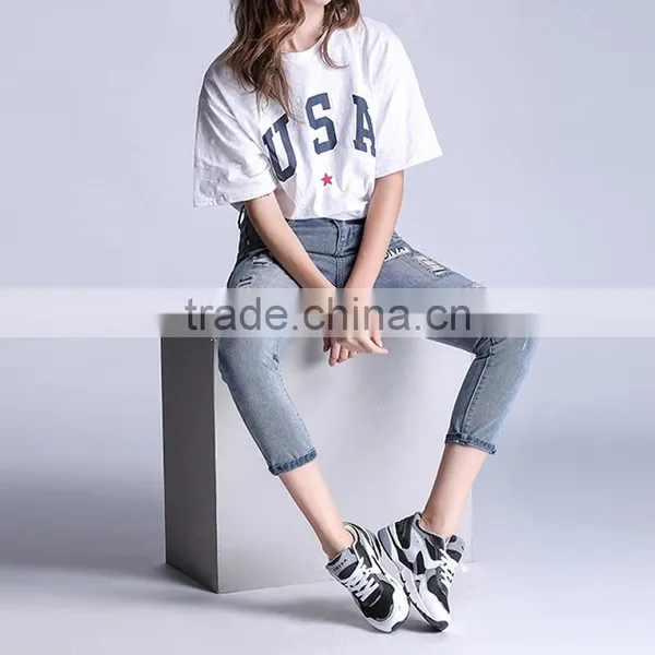 New Arrival Plus Size Ripped Denim Jeans for Womens photo-2