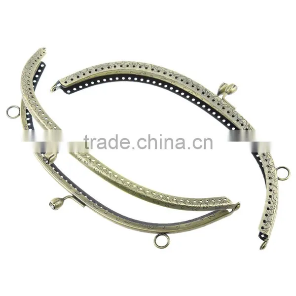 Wholesale Antique Bronze Clear Rhinestone Rose Flower Pattern Metal Frame Kiss Clasp For Purse Bag photo-2
