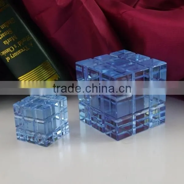 China Blue Crystal Cube Crystal Souvenirs Award Trophy for Gift photo-3