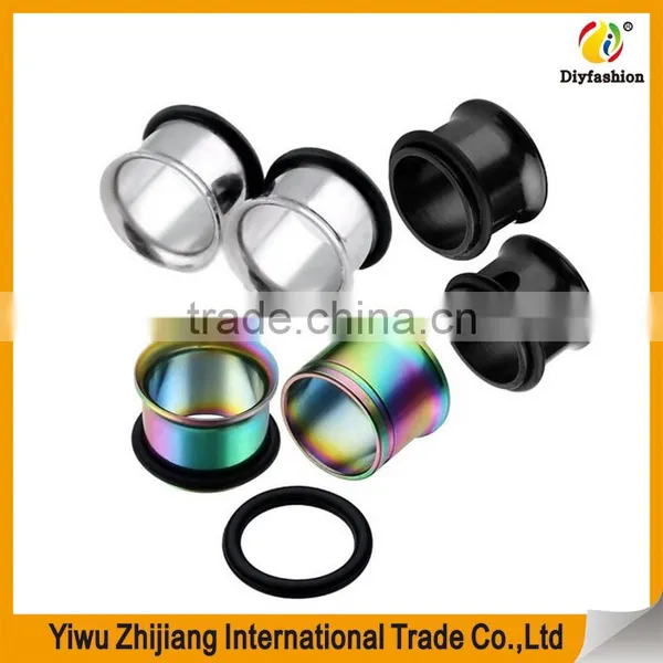 Mix-Color Gauges Set Stainless Steel Single Flared Ear Flesh Tunnels Plugs Stretcher Jewelry photo-2