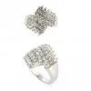 Shiny Generous Cubic Zirconia Paved 925 Silver Engagement and Wedding Rings