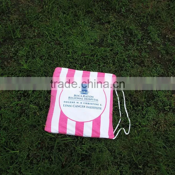 Cotton Flannel With Brush Reactive Printing Customized Logo 3 in 1 Blanket Into Tote With Carry Bag Beach Blanket photo-2