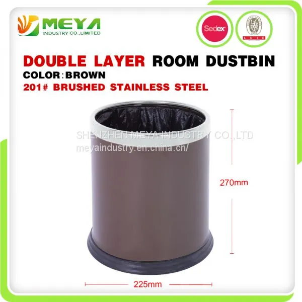 Small Indoor Hotel Room Commercial Dobel Layer Round Cylinder Waste Bin Trash Cans photo-5