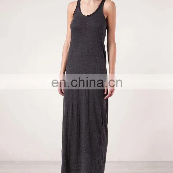 CHEFON Tank Long Black Maxi Dress