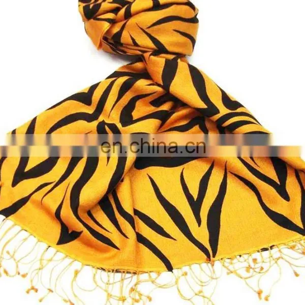 Silk Pashmina Wool With Zebra Print Scarves for Women or Snake Print photo-5