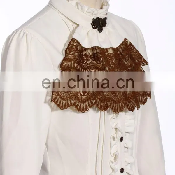 Steampunk RQBL Women's High Collar Longsleeve Blouse With Jabot photo-2