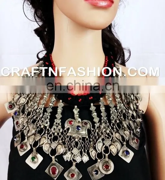 Vintage Old Coin Tribal Bellydance Set Afghan Kuchi Old 1960s Necklace- Tribal Necklace - Afghan Jewelry photo-3