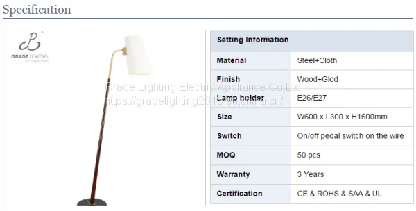 Floor Standing Lamp for Hotel With UL/CE/SAA Certification Gooseneck Decorative Floor Lamps With Marble Base