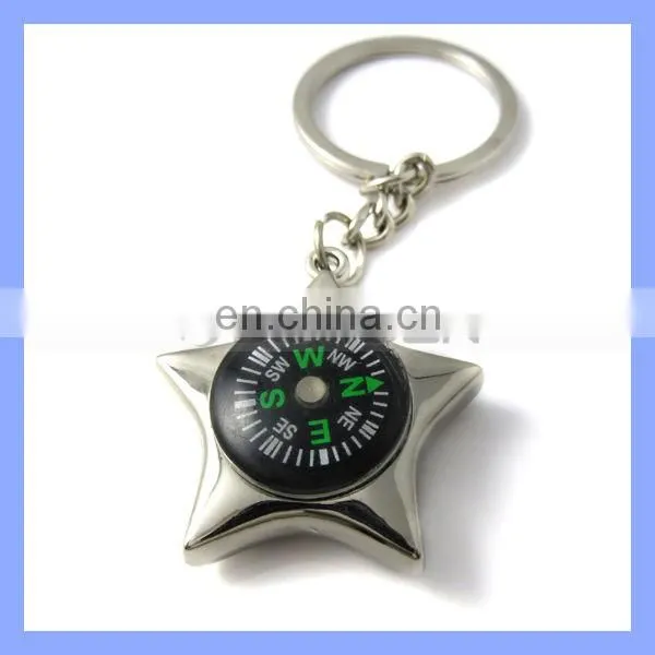 Fancy Key Rings Star Shape Mini Compass keychain