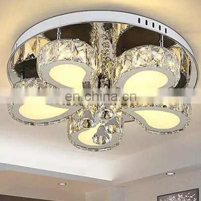 Round Led Living Room Crystal Ceiling Ceiling Luxury Stainless Steel Lamps photo-5