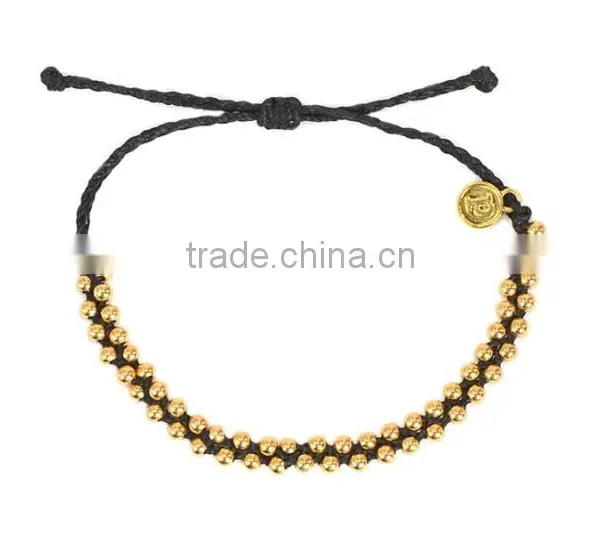 Girls Gift Pink Wax Cord Braided Metal Bracelet for Friend 2015 New photo-4