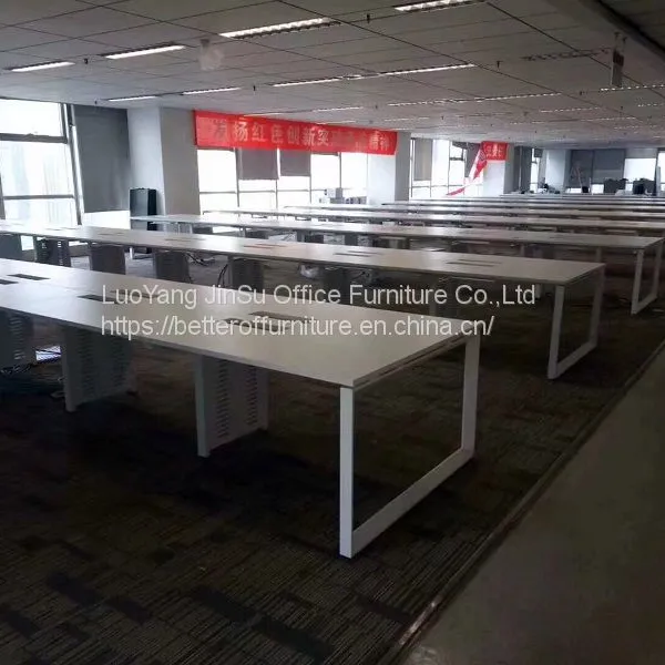 Module Design 4 Person Division Office Table Face to Face Steel Leg Desk Wooden Top photo-2