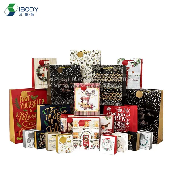 Custom White Cardboard Christmas Bag Printing Luxury Eco-friendly Handle Art Cardboard Gift Shopping Paper Bag photo-5