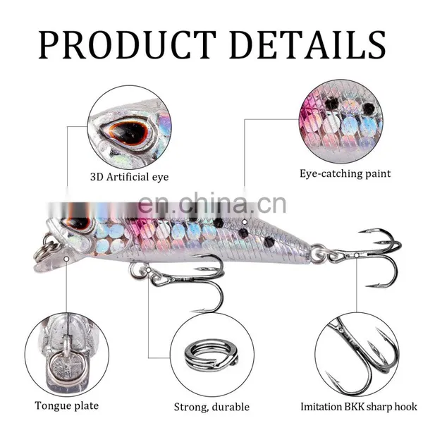 Bestselling Submerged Minoluya Bait 4.5cm/3.5g Perch Bionic Bait 5 Color Plastic Hard Bait photo-3