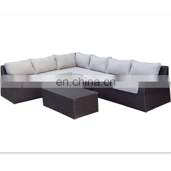 Patio Furniture Set, Outdoor Sectional Sofa Set With Loveseat and Coffee Table, All-Weather Black Rattan Wicker Furniture