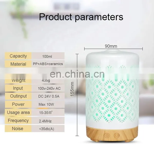 Decorations For Home 100ml Usb Ceramic Humidifier Cool Mist Essential Oil Diffuser Wood Grain 7 Colorful Led Light Machine photo-5