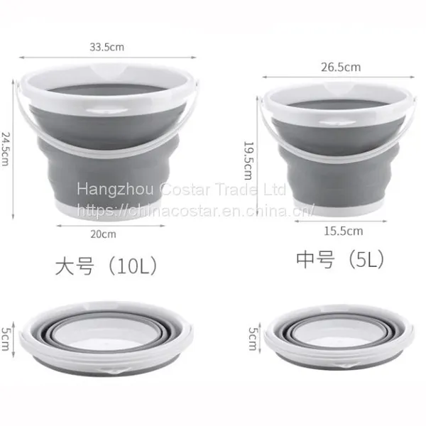 Folding Collapsible Bucket With Strong, Flexible, Compact, BPA Free Design and Sturdy Handle for Hiking Camping and Outdoor photo-5