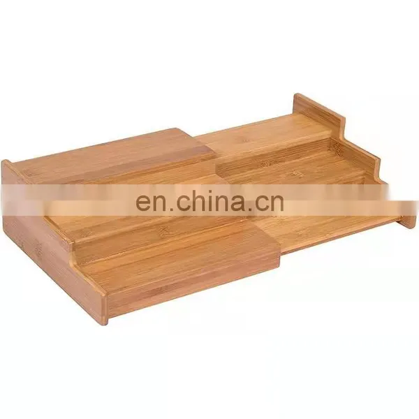 Home Storage & Organization Expandable Step 3 Tier Bamboo Spice And Food Storage Kitchen Rack Shelf Organizer Bamboo Spice Shelf photo-4