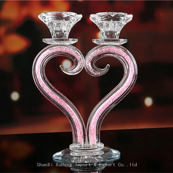 Heart Shaped Crystal Candle Holders Wedding Anniversary Table Centerpieces Glass Candelabra Candlesticks