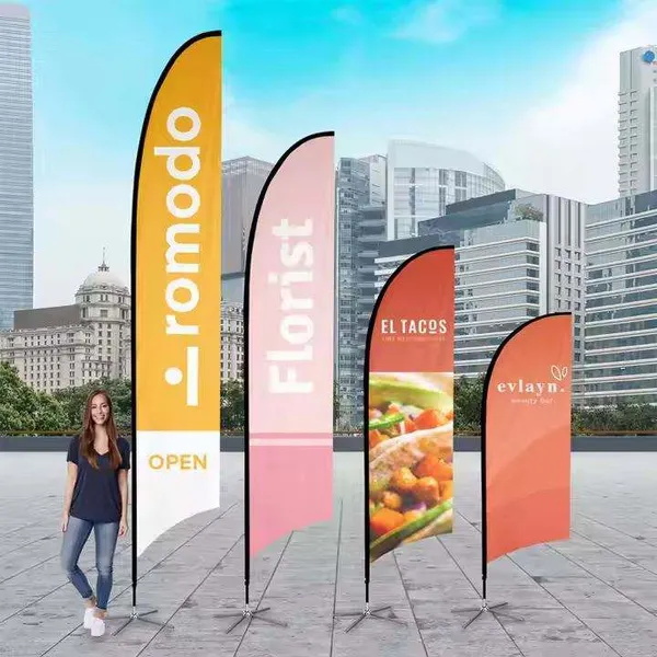 Custom Logo Outdoor Advertising Beach Flags Feather Teardrop Banners Polyester Material for Events photo-2