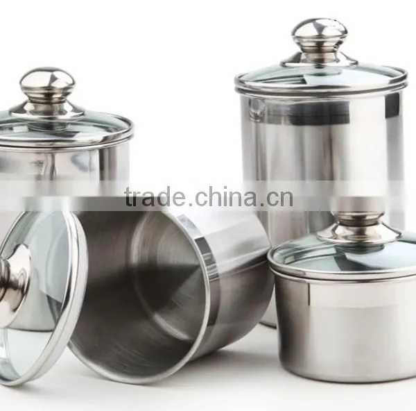 5'' Stainless Steel Airtight Canister Set With Glass Lid photo-2