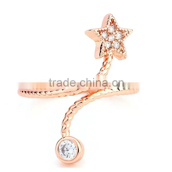 Delicate Multiple Color Mico Pave Crystal Star Twisted Engagement Band Ring