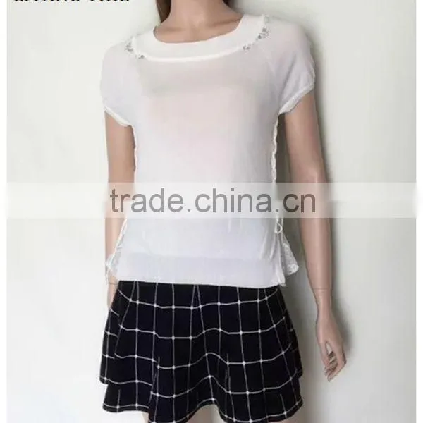 Short Sleeve Women Lace Custom T-shirt