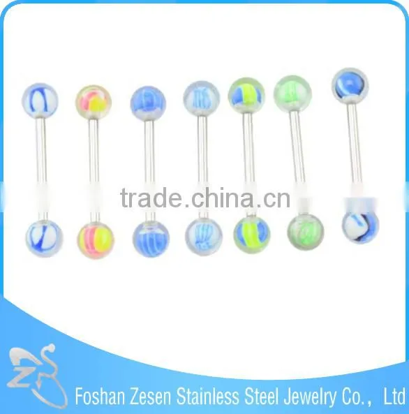 2016 Fashion Colorful UV Balls Steel Bar Personalized Tongue Rings photo-2