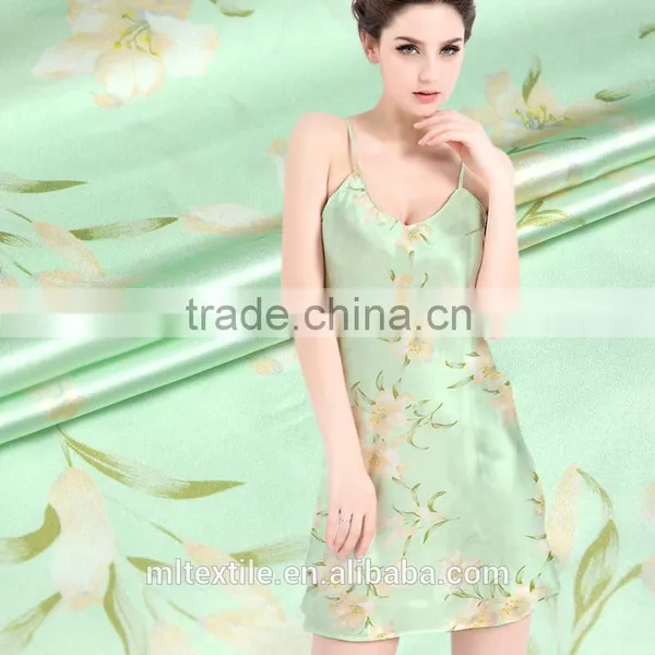 19mm Green 100% Silk Charmeuse Fabric for Women photo-5
