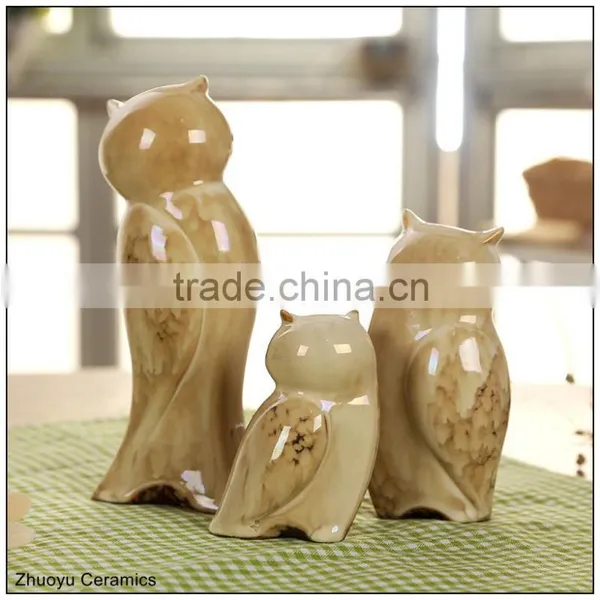 Handmade Decor Home Three Sizes in One Set Ceramic Owl photo-2