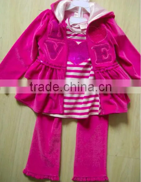 Children's Clothing Set Kids Set Clothes Girls 3pc Set Hoodie Inner Top and Pants Sets Baby Wears Jogging Set