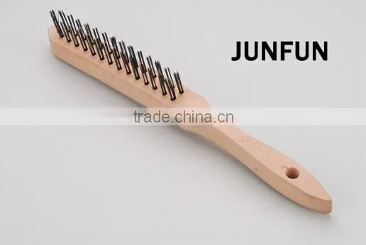 Different Rows Wooden Handle Black Steel Wire Brush photo-2